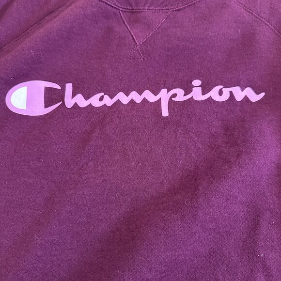 NWT Champion Sweatshirt Womens Size XL Maroon Crewneck Pullover Pink Logo - Picture 3 of 10